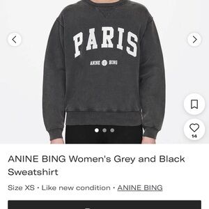Anine Bing Black Sweatshirt with Paris Print